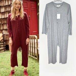 New The Great. Long Sleeve Sleeper Jumpsuit pajama Gray  Sz M
